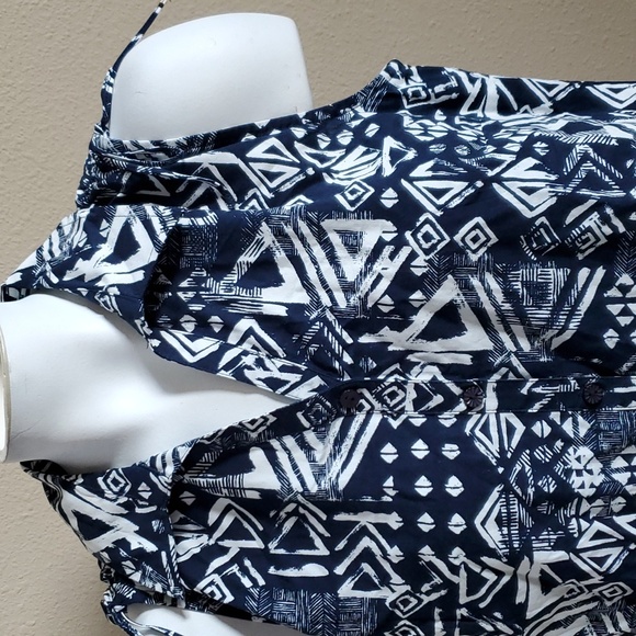 Breckenridge Printed Tie Shoulder Top Size Small  Summer Dark Indigo Navy  NWT - Picture 5 of 5